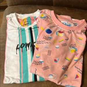 Pink and White Graphic Tees Set